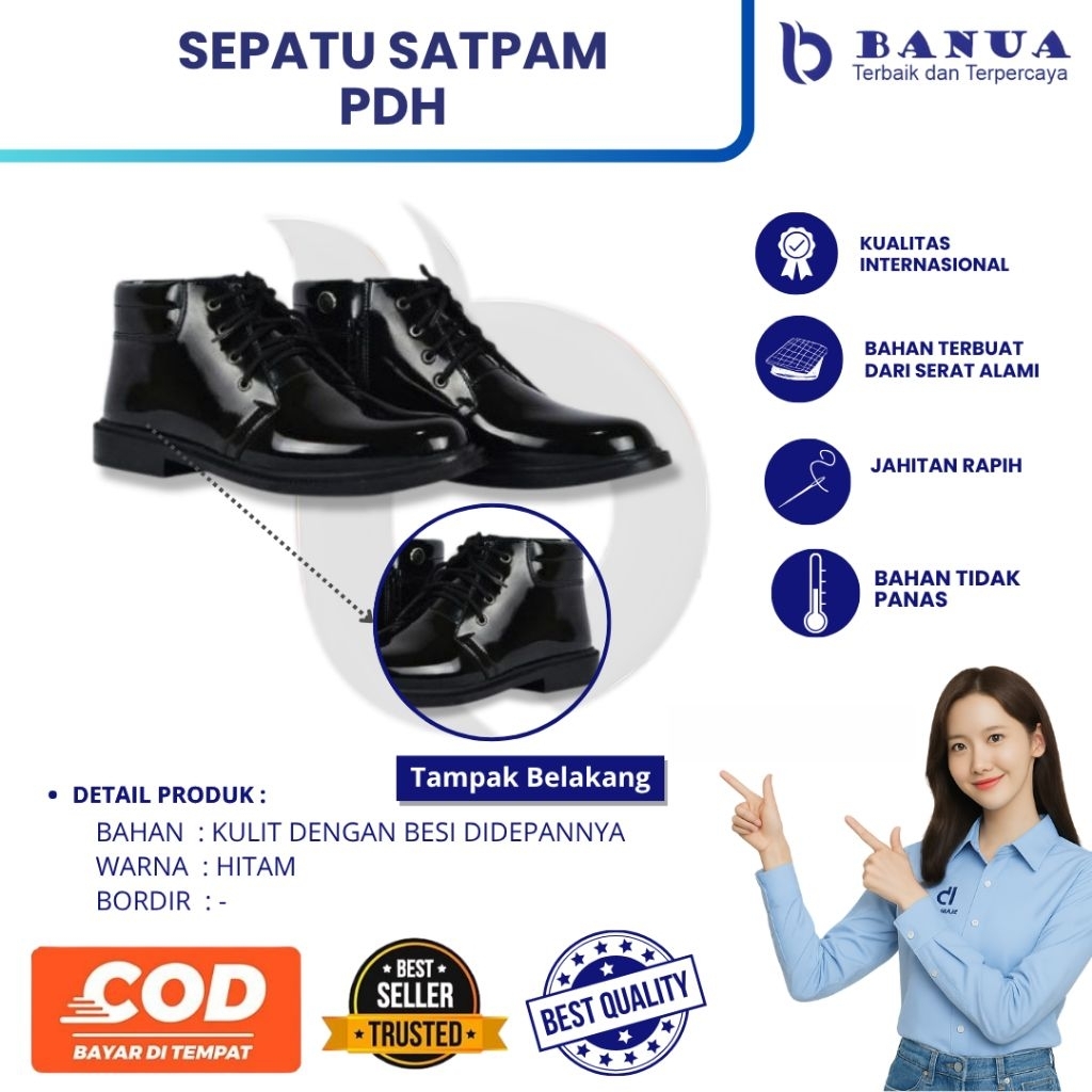 Sepatu Satpam PDH || Sepatu PDH 100% Asli Kulit || Sepatu Satpam || Sepatu PDH Satpam Pantofel Pria