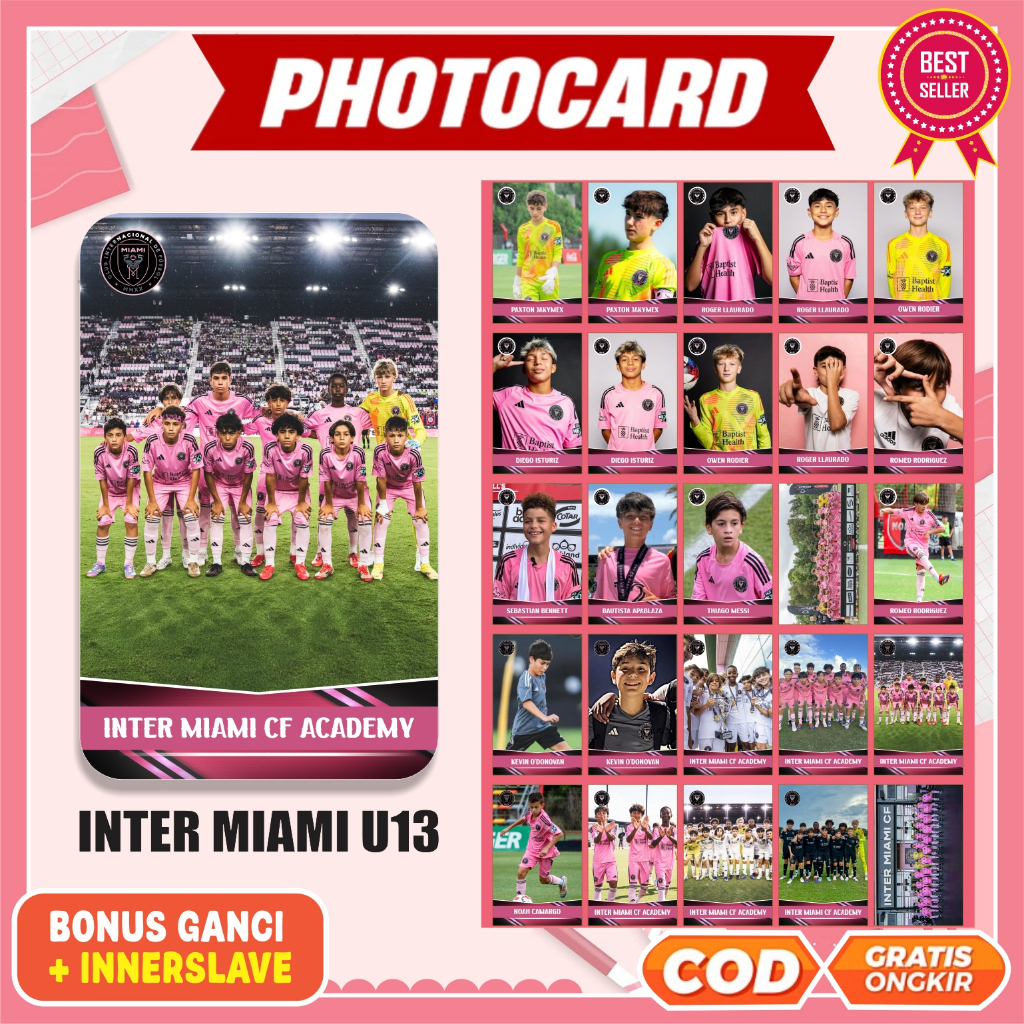 Photocard Inter Miami U13 isi 50 Pcs Tebal Bonus Ganci bisa COD