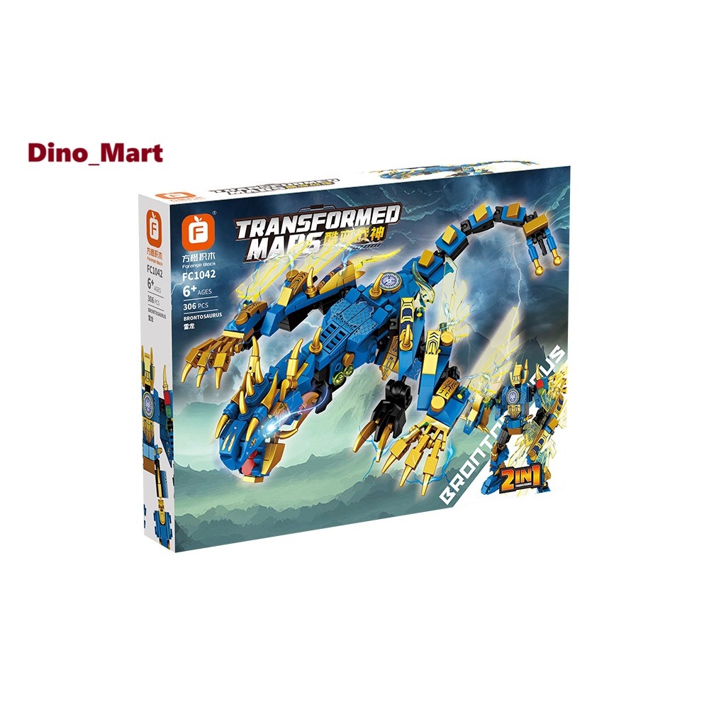 Forange Block Brontosaurus Transformed Mars 2 in 1 FC1042 - Brick Robot dan Naga  - Mainan Anak - Ma