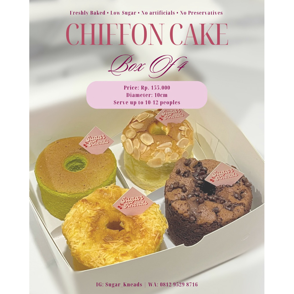 

Classic Chiffon Cake Box of 4 | Chiffon Cake | Freshly Baked, No Artificial, No Preservatives, Low sugar