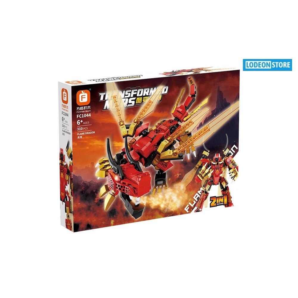 Brick Forange Block Flame Dragon Transformed Mars 2 in 1 FC1044 - Brick Robot dan Naga - Mainan Kole