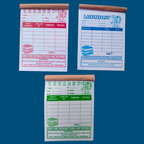 

NOTA LAUNDRY motif POLOS 1 ply / 1 rangkap warna warni