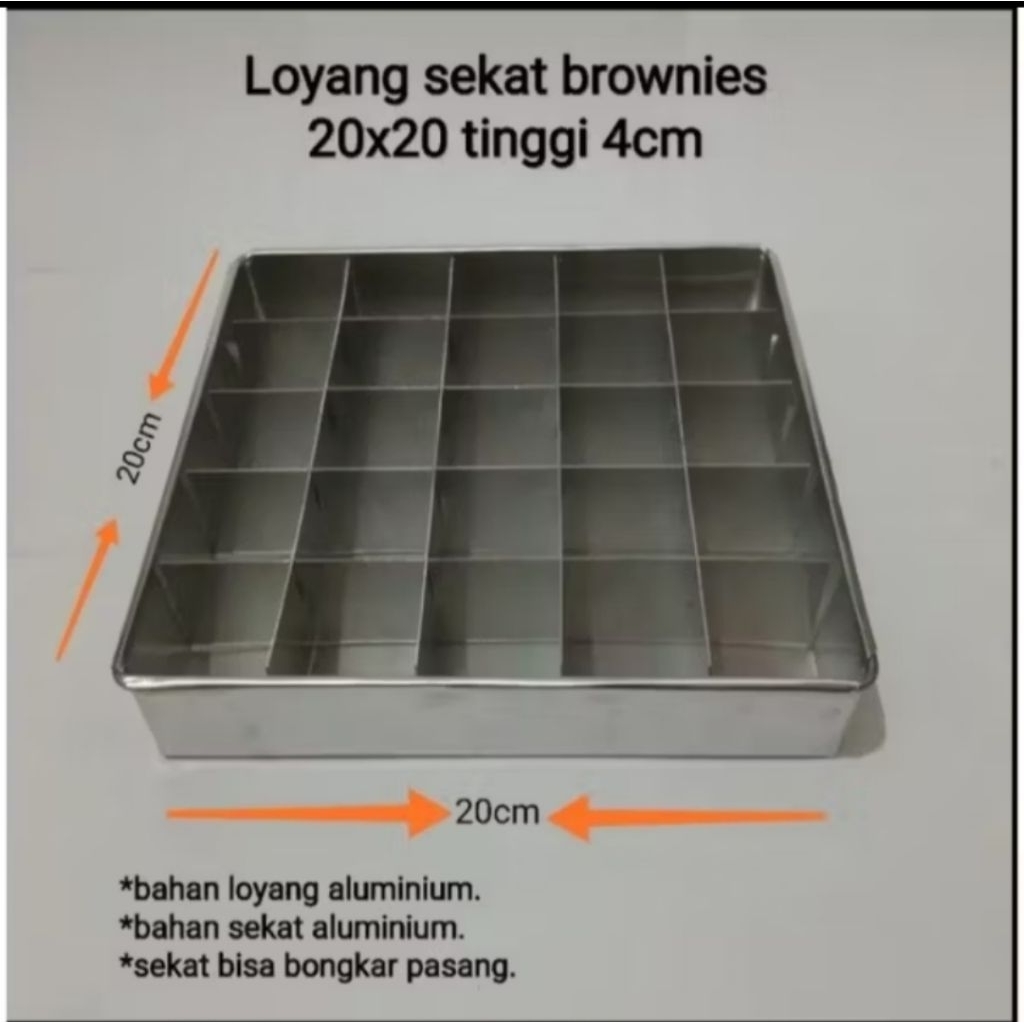 loyang sekat/cetakan Brownies/Loyang Kotak Sekat