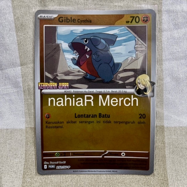 Pokemon TCG Indonesian Gible Cynthia PROMO 252/SV-P Kehadiran Juara