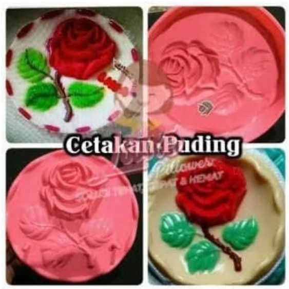 CETAKAN PUDING KUE BOLU KUKUS PLASTIK PUP  MOTIF BUNGA MAWAR DENGAN TANGKAI / CETAKAN PUDDING MOTIF