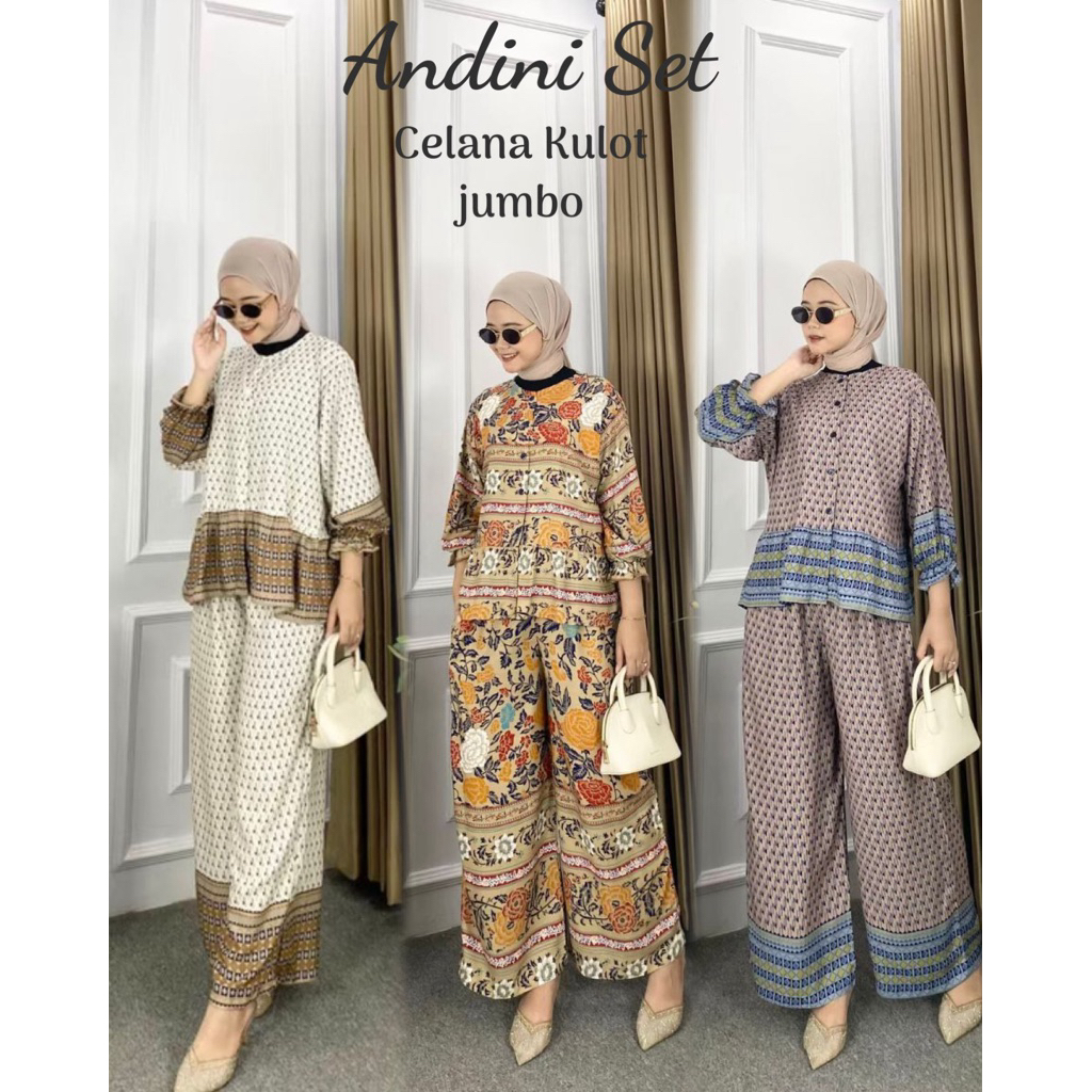 Pusat Klamby - One Set Andini Daily Set Rayon Premium Celana Kulot Busui