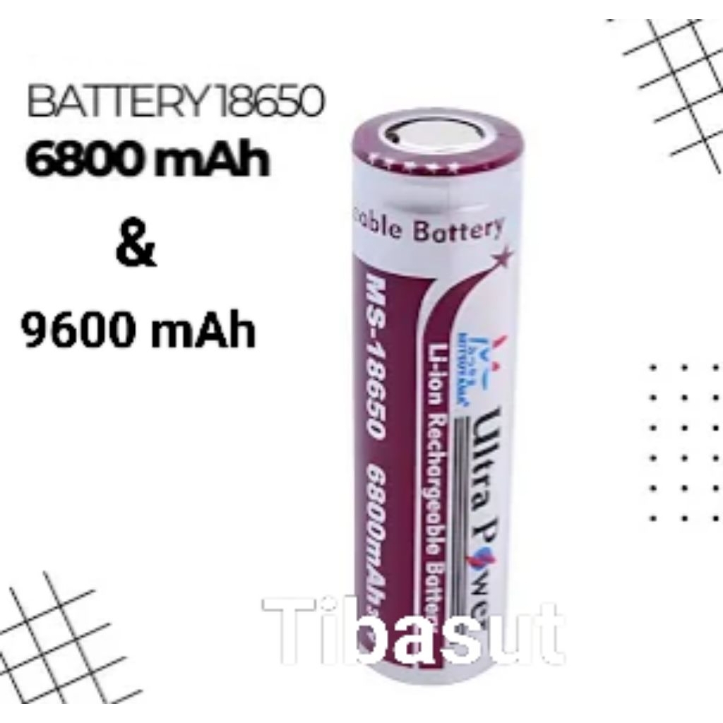 Baterai Charger 3.7 Volt 6800 mAh / 9600 mAh Kepala Rata Baterai 18650 Senter Swat , Power Bank , Ki