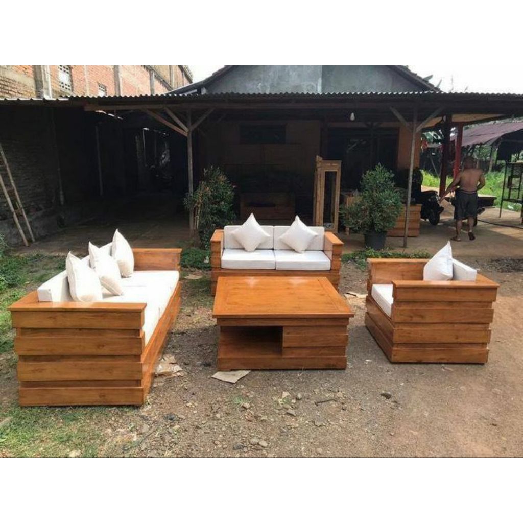 Kursi tamu minimalis 321+meja,kursi tamu Box bantalan,kursi tamu 321+meja jati