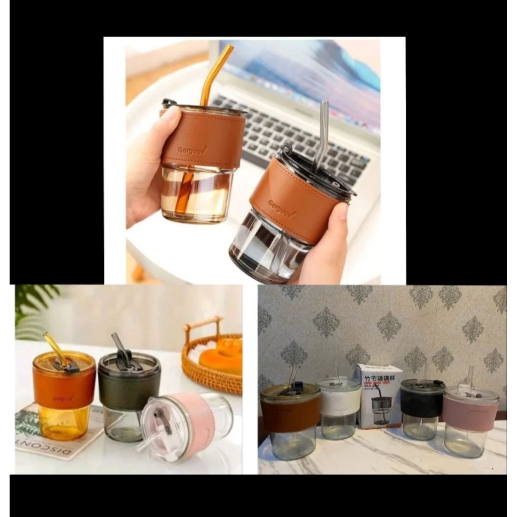 Tumbler kaca | gelas kaca cantik | souvenir gelas kaca dan sedotan