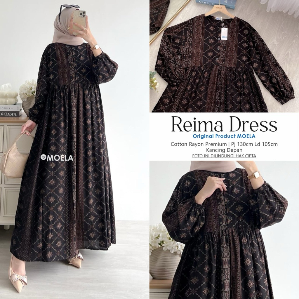 (habis) DRESS MOTIF BY MOELA BAHAN COTTON RAYON YURA CRINKLE PREMIUM MOTIF MAXY