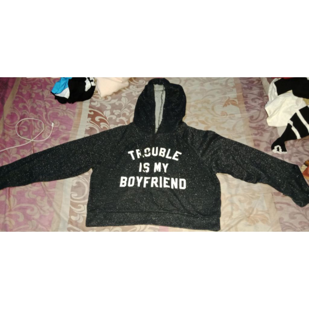 preloved hoodie wanita crop top