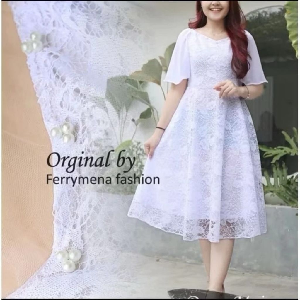 (realpict) GAUN NATAL MAIRA MODERN - DRESS BROKAT PAYET PESTA~DRESS NATAL MEWAH MODERN~DRESS BRIDESM