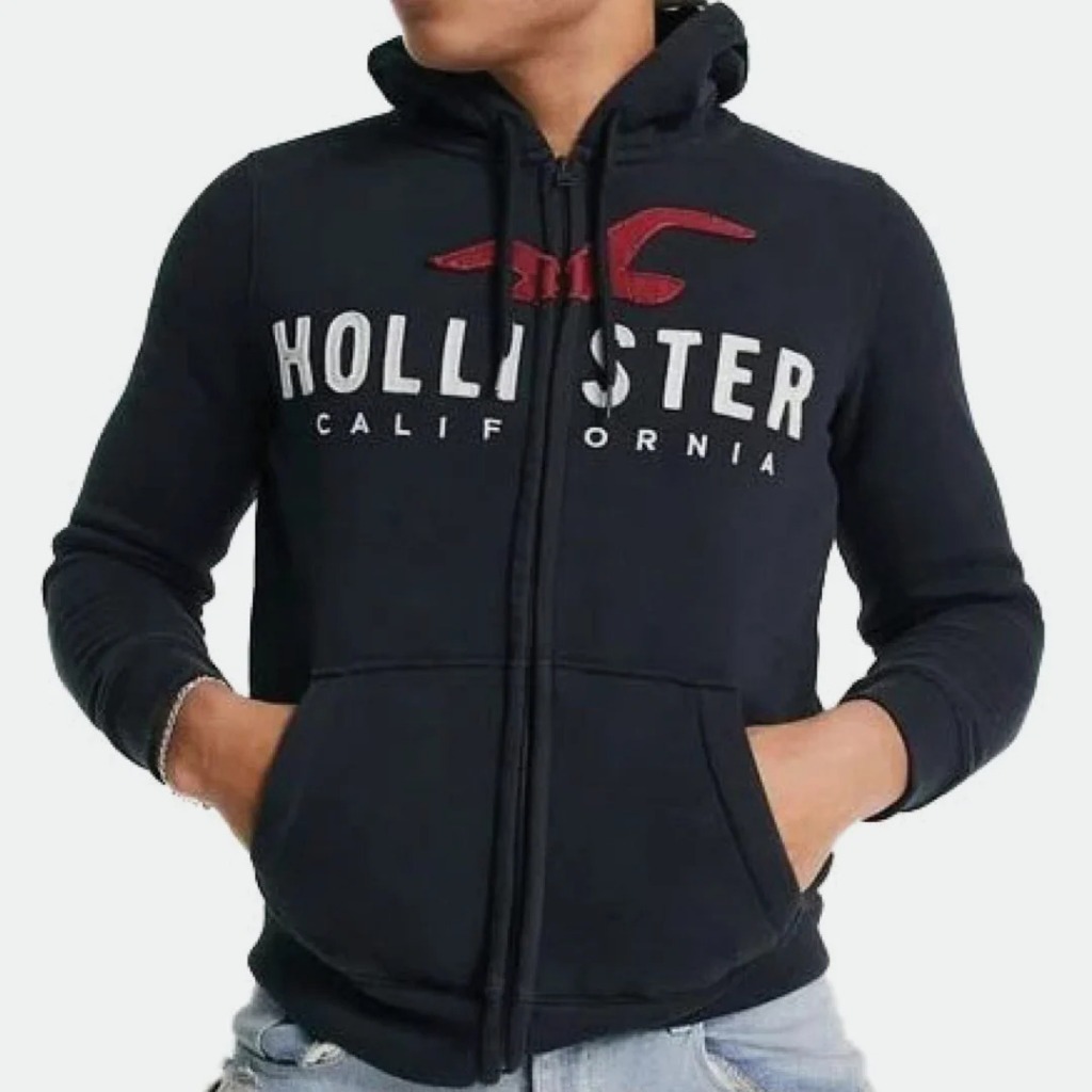 Jaket STM Hollister California Zipper / Hoodie Stm Hollister Who Au Pria Wanita Teks Bordir Premium 
