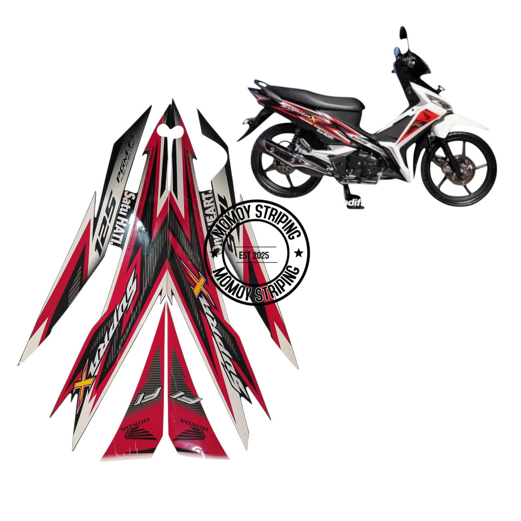 STIKER STRIPING SUPRA X 125 R 2014 FI HITAM PUTIH