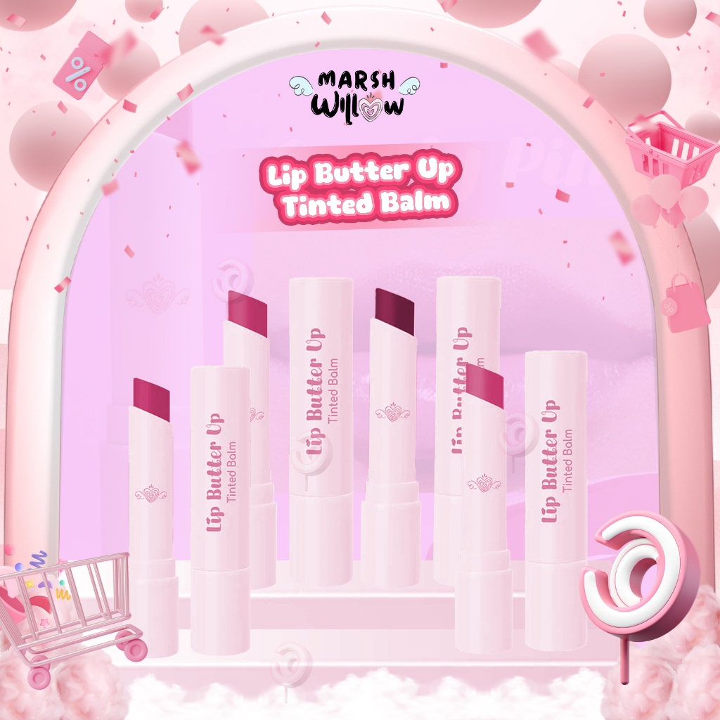 MARSHWILLOW - LIP BUTTER UP TINTED BALM ( 3 g ) - Lip Balm Tint Bibir Lembab Ringan Tahan Lama Moist