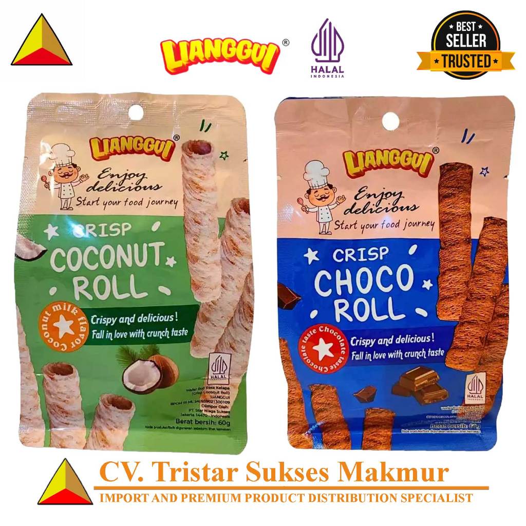 

(HALAL) Lianggui Crisp Choco & Choconut Roll 60gr – Wafer Gulung Cokelat Renyah & Lumer di Mulut