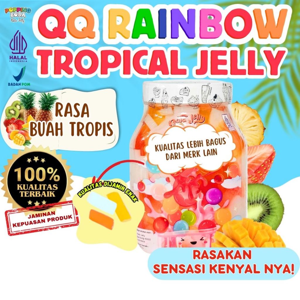 

QQRainbowJellyKonyakuToppingMinumanPelengkap MY POWDER Bubuk Agar Jelly Powder - Tropical Jelly Buah Tropis 500 Gram | Cocok Untuk Semua Jenis Minuman