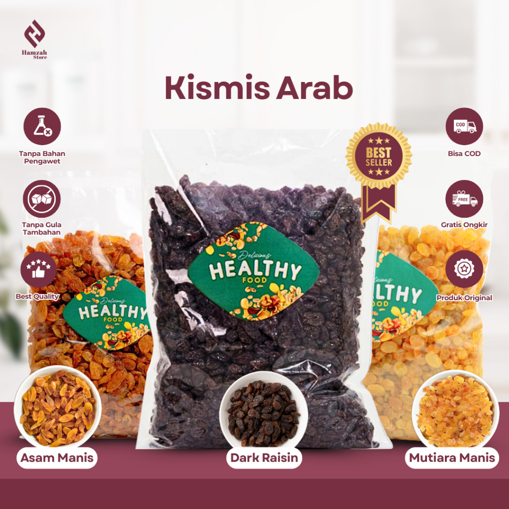 

Kismis Arab All Varian 1 Kg - Kismis Golden Asam Manis Mutiara Manis Kismis Hitam Premium
