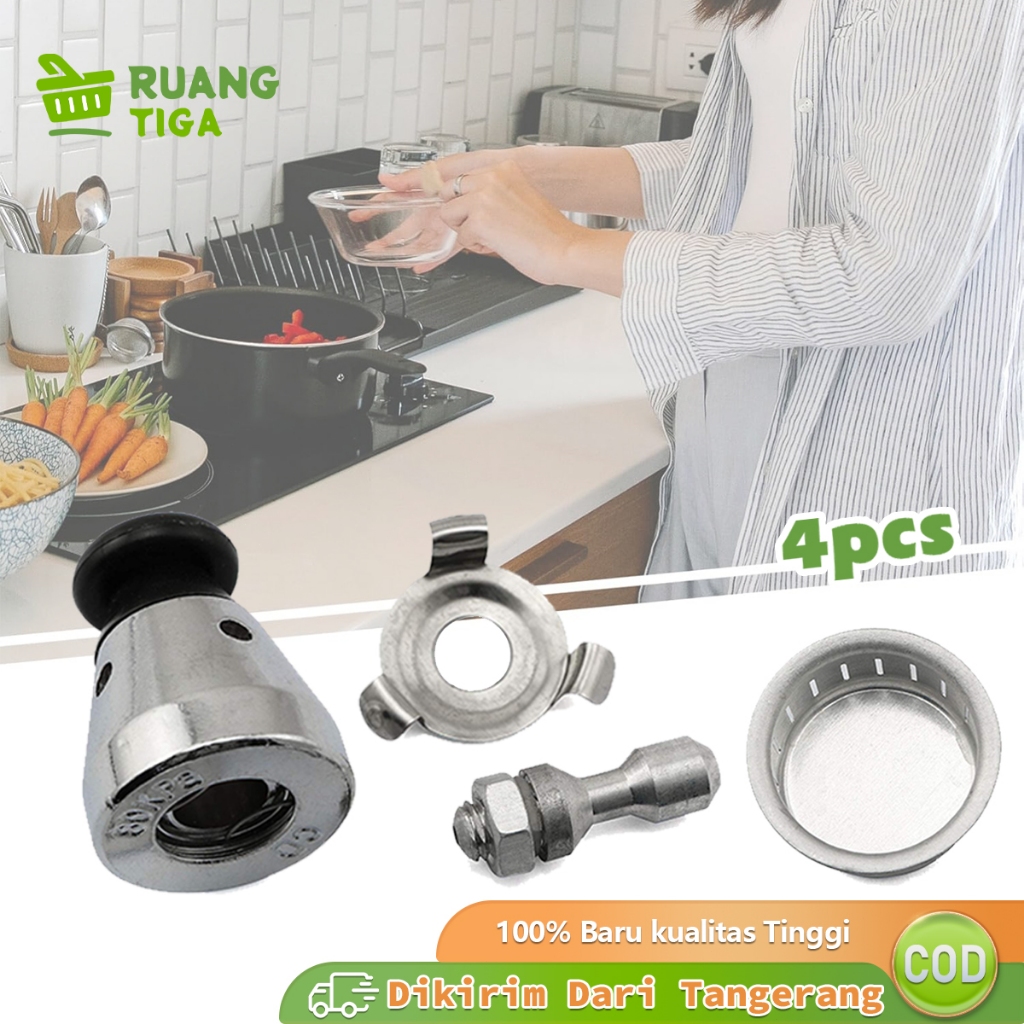 Katup Panci Presto 4pcs Katup Pembatas Tekanan Katup Mur Saringan Peluit Panci Presto Universal