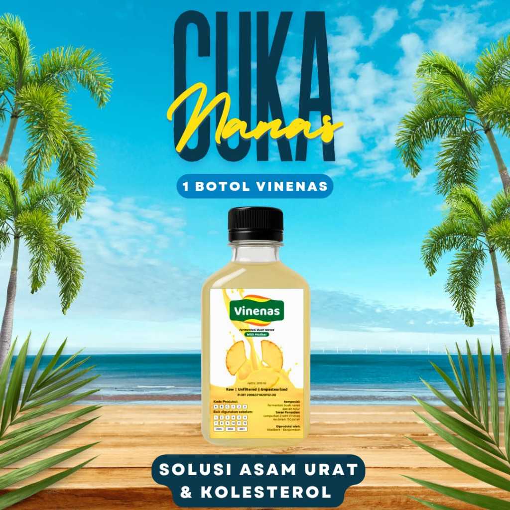 

Cuka Nanas Vinenas 200mL With Mother Solusi Asam Urat dan Kolestrol 1 Botol Halal