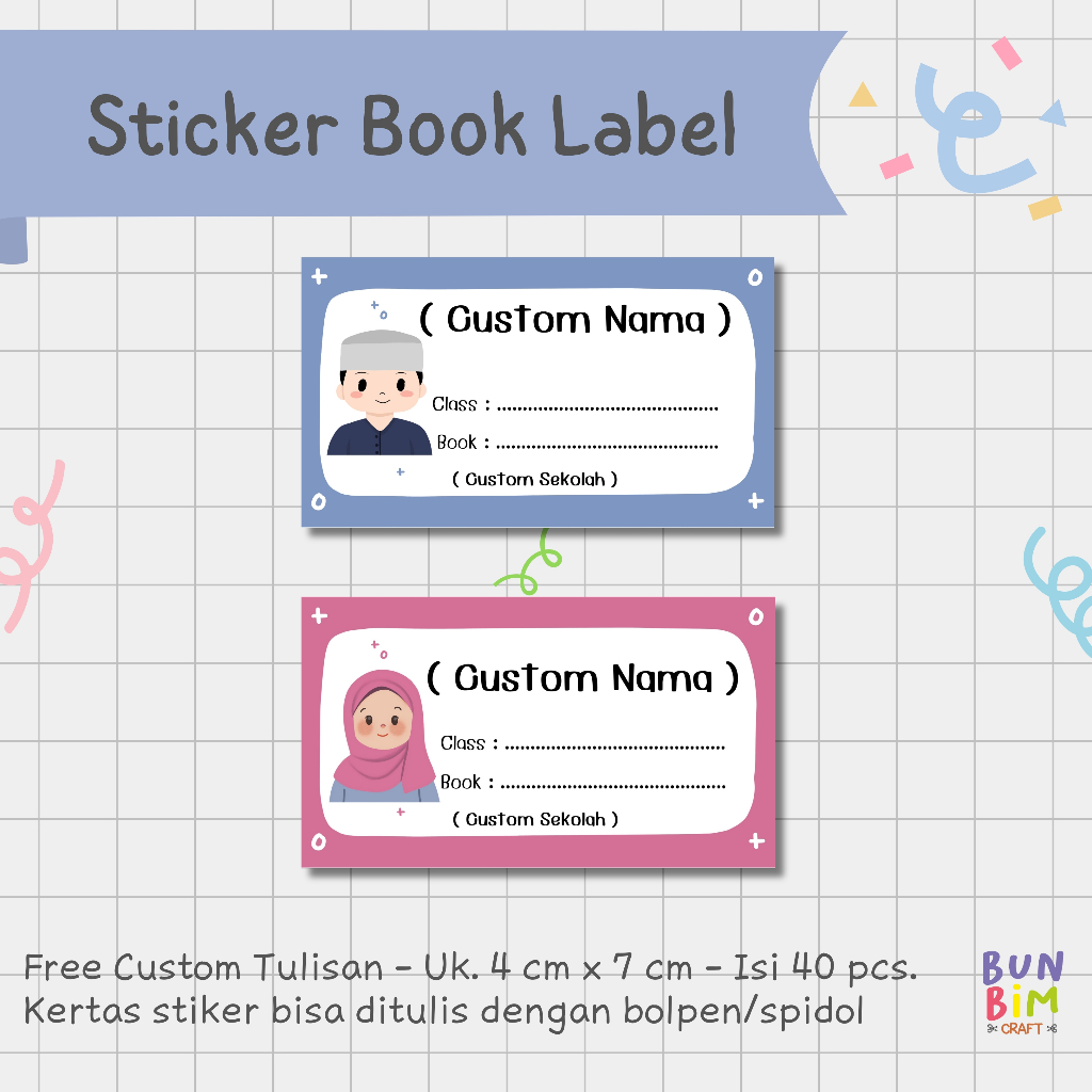 

Stiker Label Buku Pelajaran / Stiker Buku Custom / Stiker Buku Muslim Kids / Stiker 2