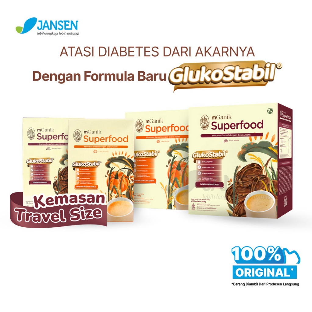 

mGanik Multigrain Labu Kuning 500gr (20 Sachets x 25gr) - Superfood Diabetes Alami Original