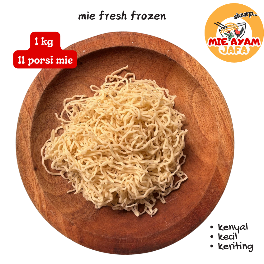 

Mie Kecil Keriting 1kg isi 11 porsi - Mie Ayam Mentah