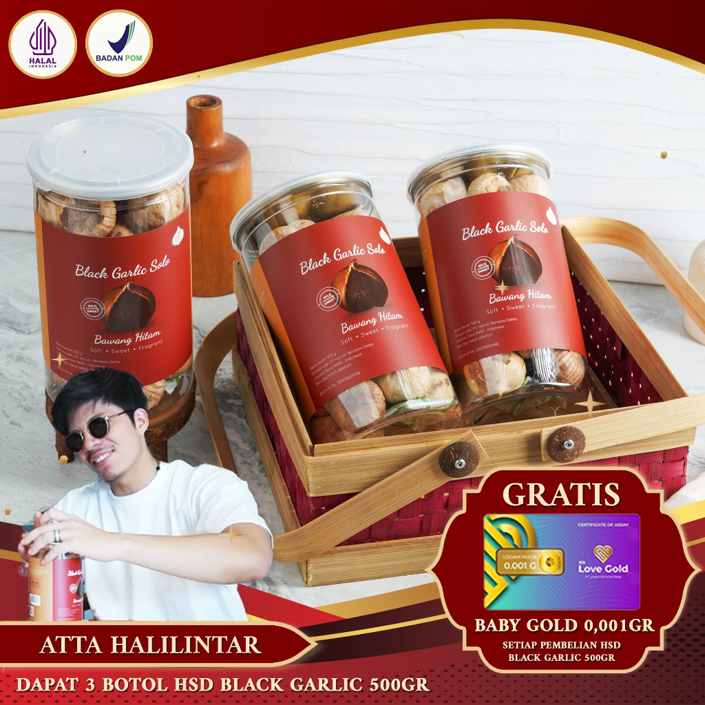 

3 BOTOL HSD Black Garlic Solo ( Bawang Hitam Tunggal) 500 Gr