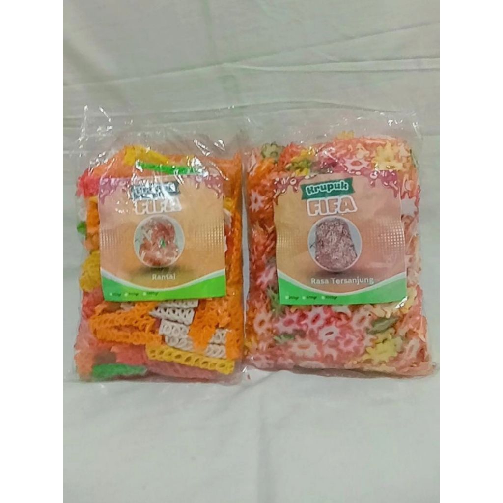 

KERUPUK SEBLAK RANTAI DAN TERSANJUNG MURAH ENAK 500gr