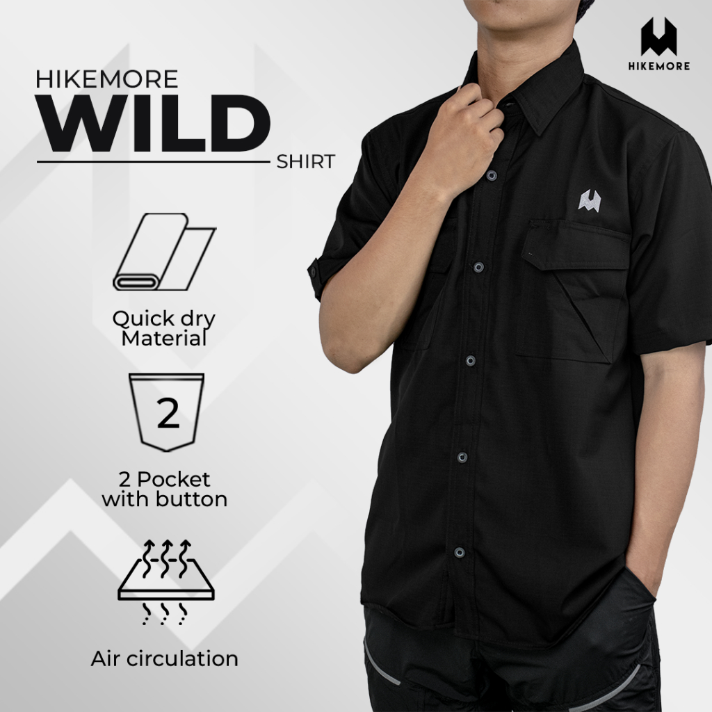 Kemeja Pria Wanita Fashionable Outdoor Lengan Pendek Wild Hikemore Ori