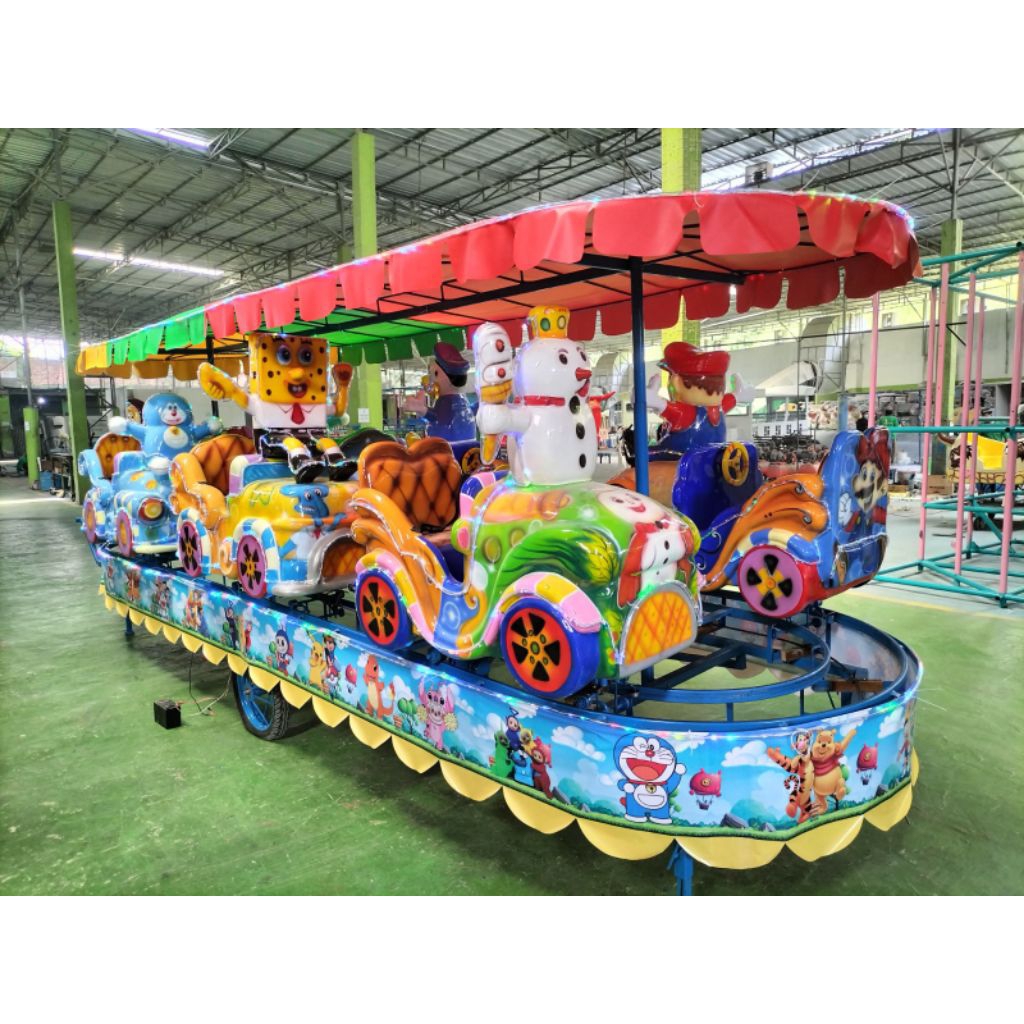 odong-odong kereta panggung mobil karakter bahan full fiber
