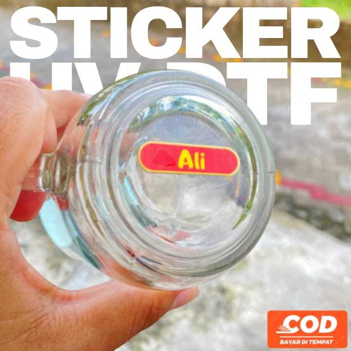 

Stiker Gelas Sendok Piring | Efek 3D Nyata | Stiker UV DTF Custom Nama | Tahan Air & Gores | Bisa Tanpa Garis Tepi