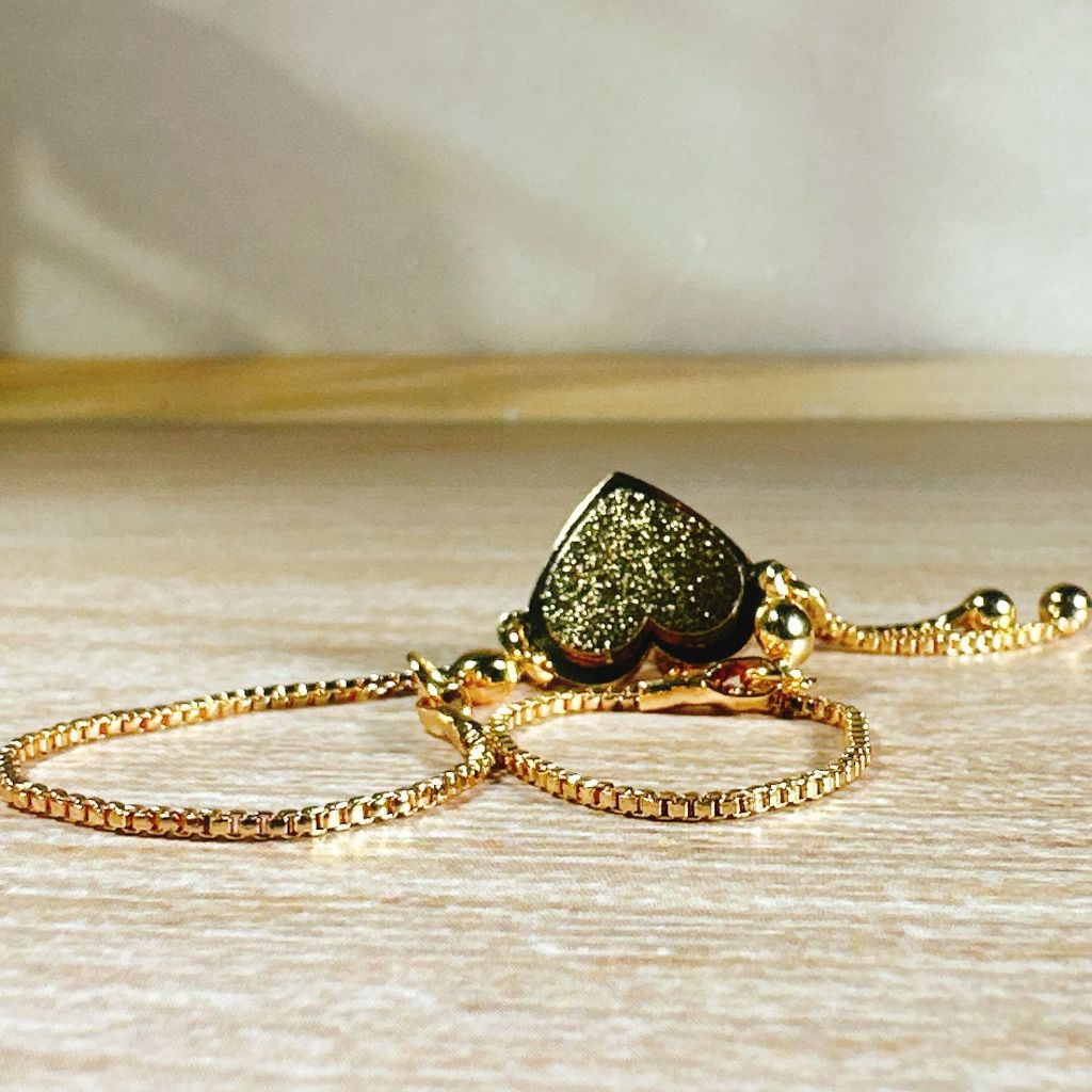 Gelang Serut Titanium Love Hati Berlapis Emas Gelang Tangan Wanita Xuping Titanium Asli Anti Karat