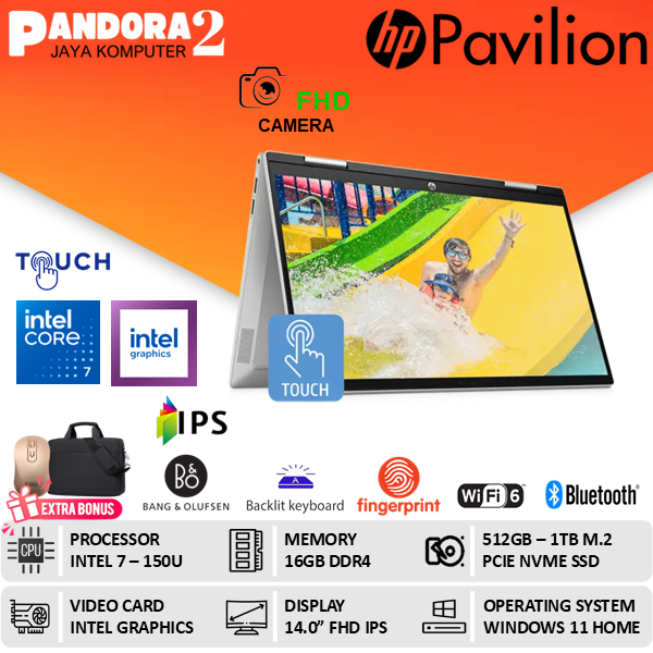 Laptop HP Pavilion X360 14 Intel Core 7 150U 16GB 2TB SSD FHD IPS TOUCH