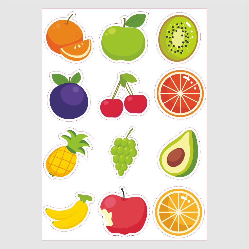 

Stiker pack A6 gambar buah bahan graftac pulihan laminasi glossy atau doff