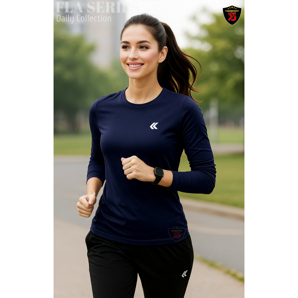 HOT DEALS [ FLA PINK ] BAJU LENGAN PANJANG BAJU OLAHRAGA WANITA PREMIUM MUSLIM DEWASA KAOS BADMINTON