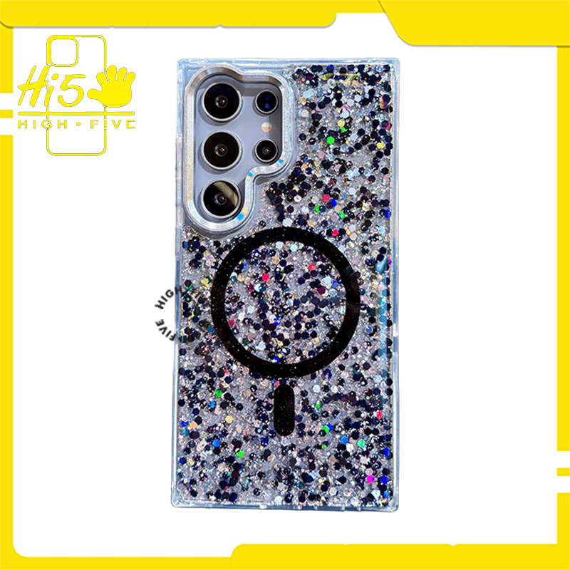 Aria Gold Flake Clear Case (Magsafe) BLACK Casing Gold Flakes Full Bling Glitter for iPhone 11, iPho