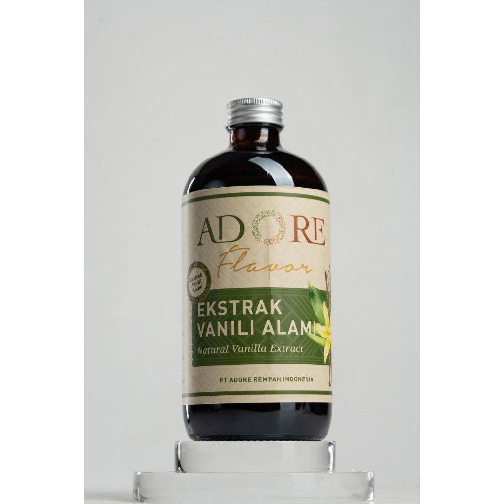 

Adore Pure Vanilla Extract 500 ml (Halal, BPOM) - Ekstrak Vanili Murni dengan Inverted Sugar
