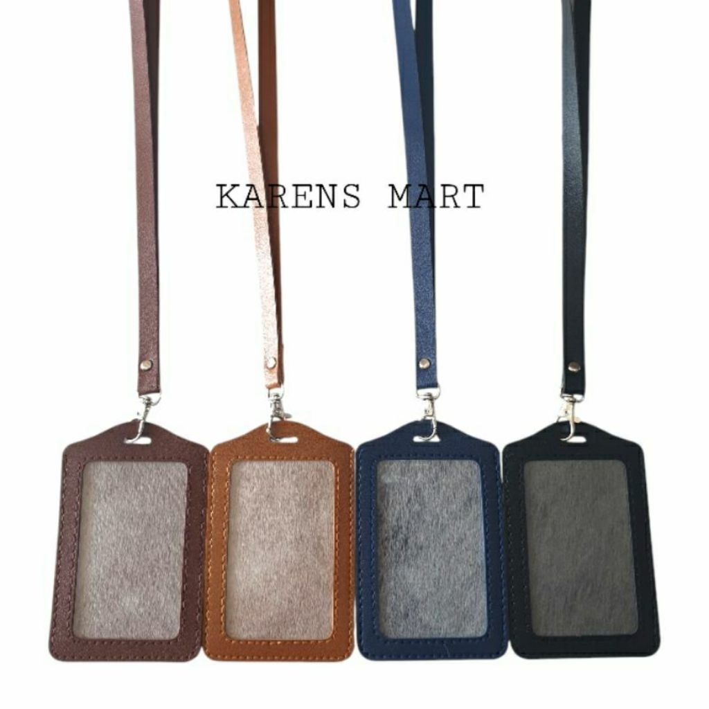 

tali Id card kulit sintesis / nama tag kulit / kalung tag nama