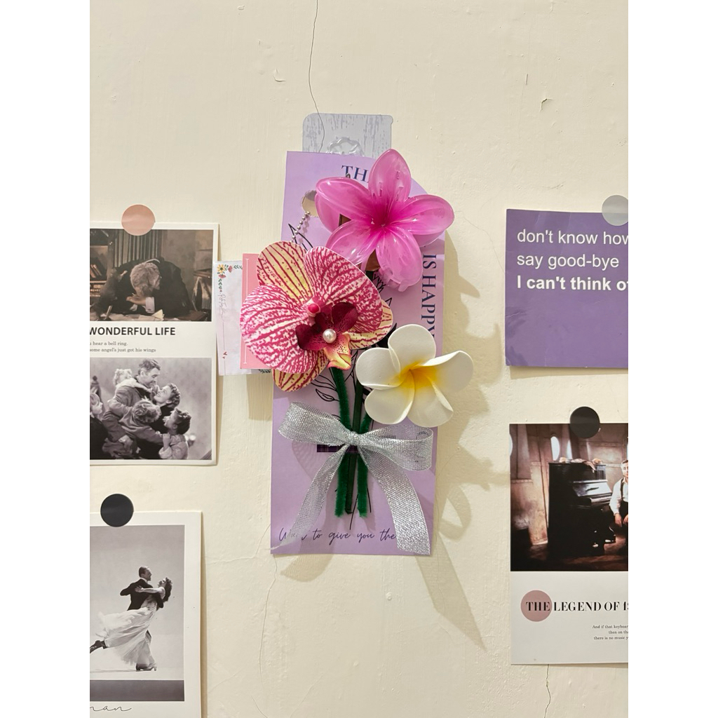 HAIRCLIP BOUQUET/GIFT/HADIAH GRADUATION/SEMHAS/SEMPRO/FLOWER CARD HOLDER/JEDAI KAMBOJA/HAIRCLIP ORCH