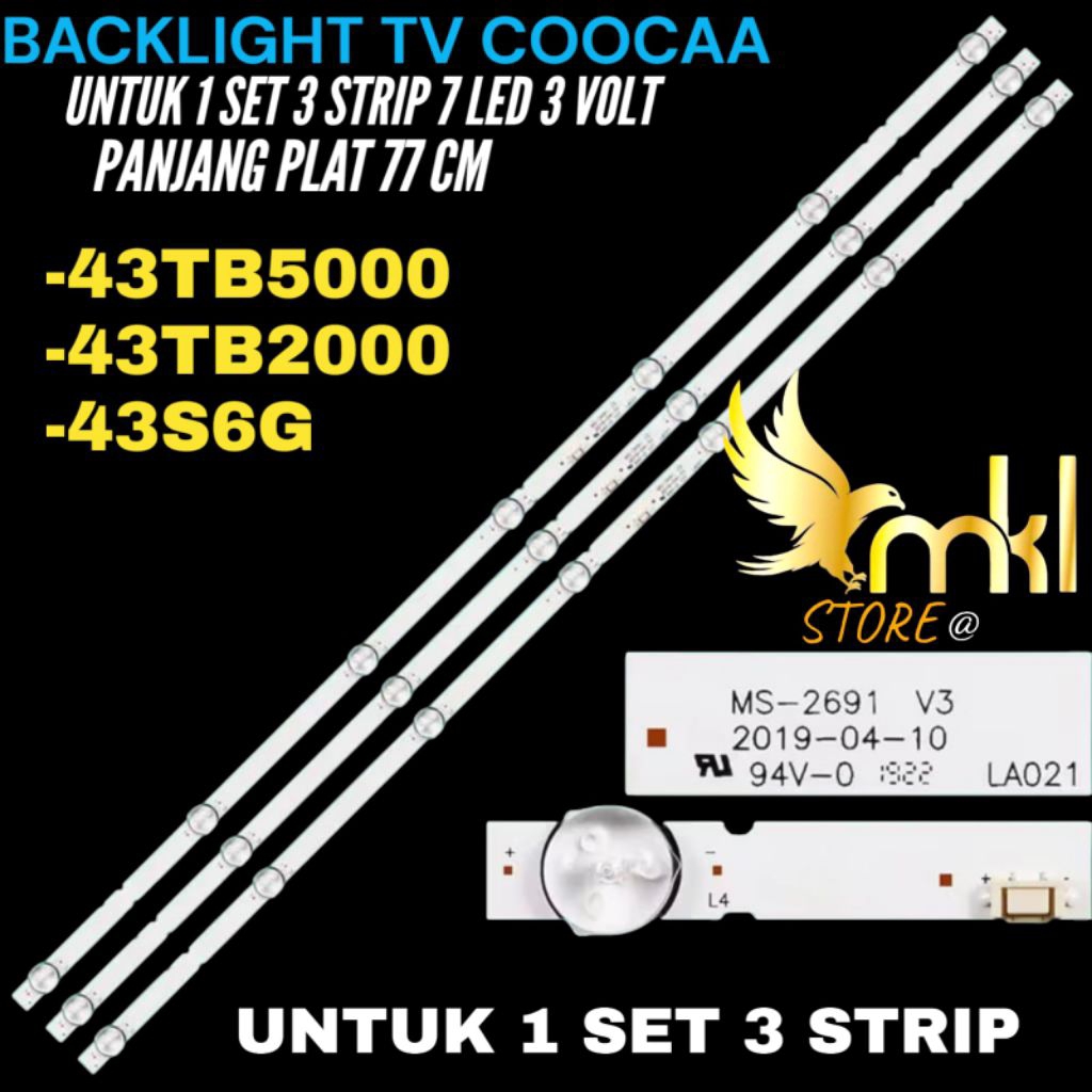 BACKLIGHT TV LED COOCAA 43 INCH 43S6G-43TB2000- 43TB2000 BACKLIGHT TV LED COOCAA