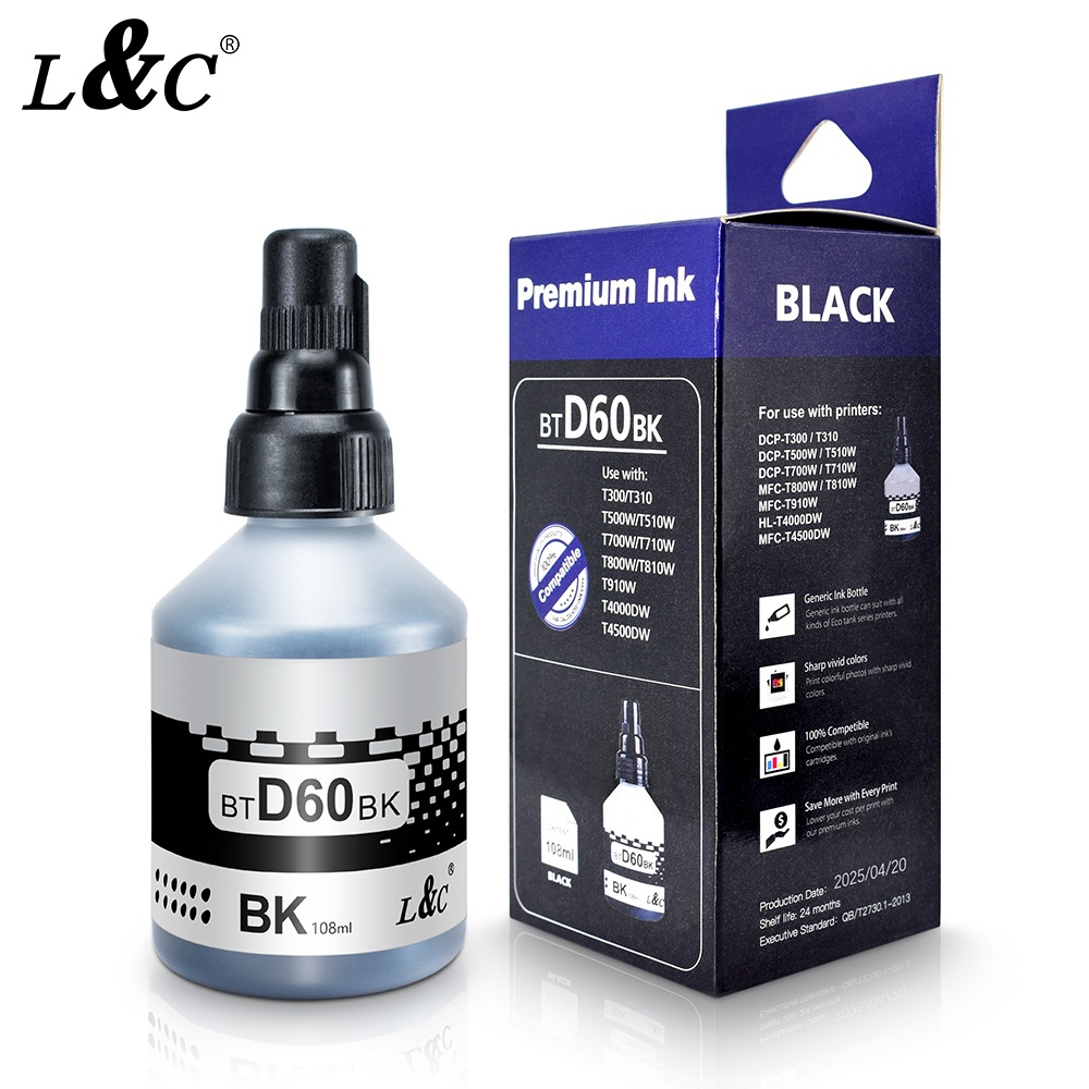 L&C Tinta BT-D60BK & BT5000 CMY Untuk Printer DCP-T310 T420W T720DW T510W T910DW