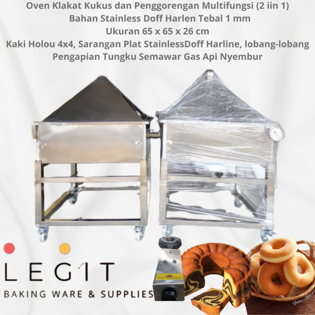 Oven Klakat Kukus dan Penggorengan Multifungsi (2 in 1) Bahan Stainless Doff Hairline Tebal 1 mm Jum