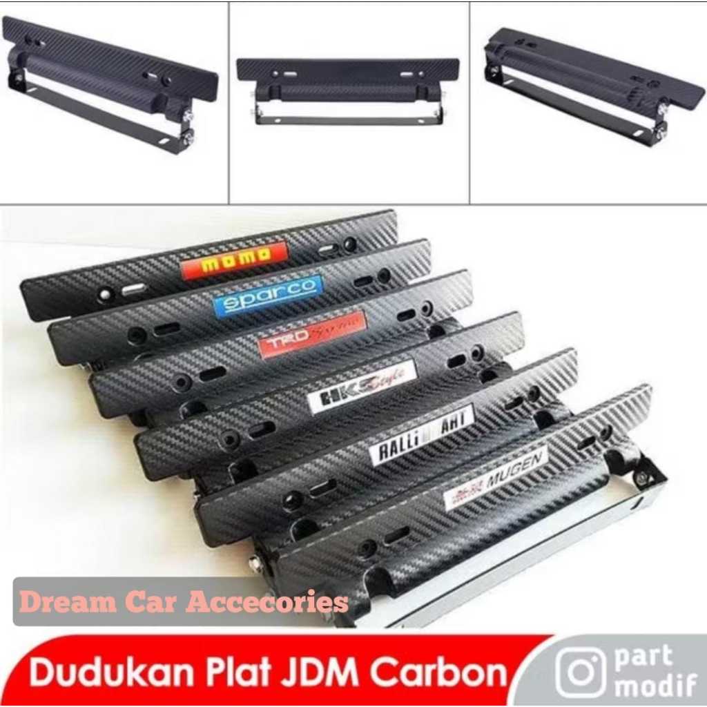 Dudukan Tatakan Cover Plat Nomor Jdm Carbon Harga 1 pcs Momo TRD Sparco Mugen Rally Art