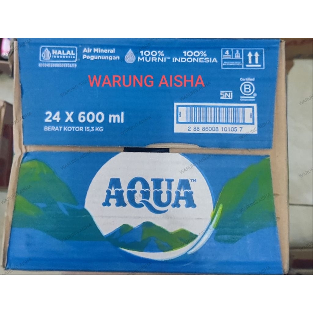 

Air Mineral Aqua Botol Sedang 600 ml per dus isi 24 btl
