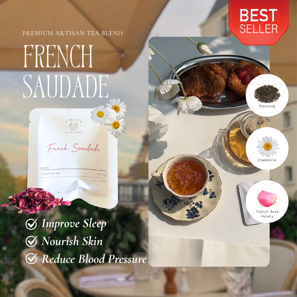 

Chamomile Rose Tea (isi 10) - Teh Bunga Premium - AMATE French Saudade Tea Blend