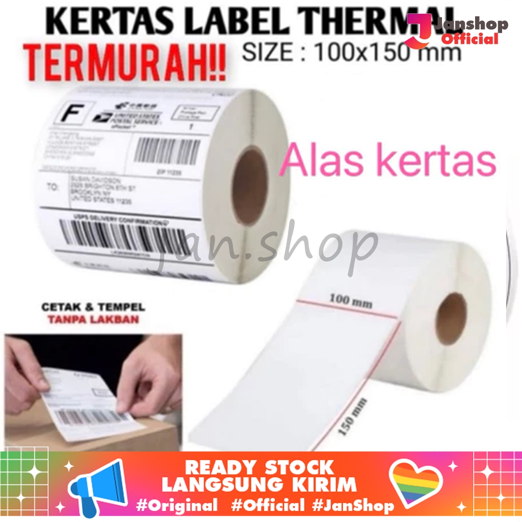 

JANS | Label kertas resi stiker thermal 100x150 500pcs A6 Roll Murah tahan air