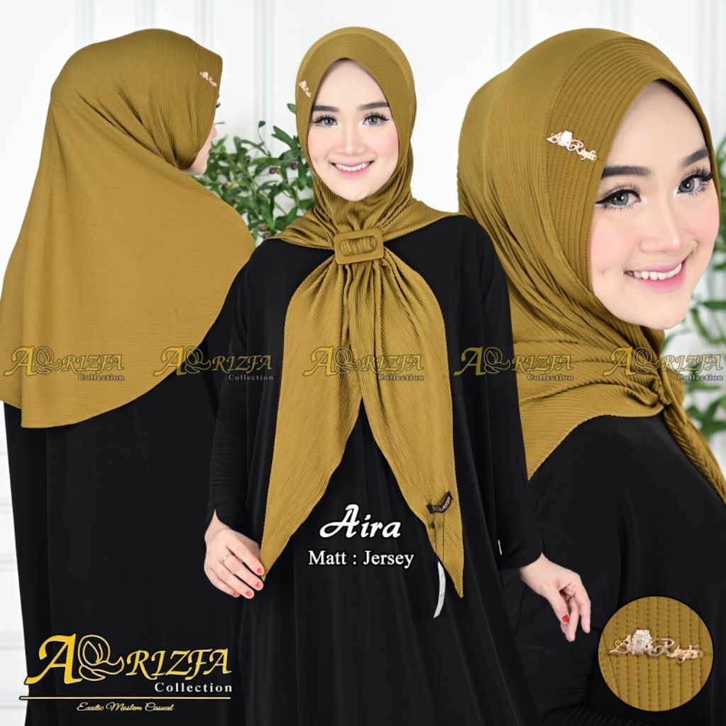 Jilbab Segitiga Instan Daily Jersey Pet Sabit Aira Plisket Free Gesper Ori Arrizfa Hijab