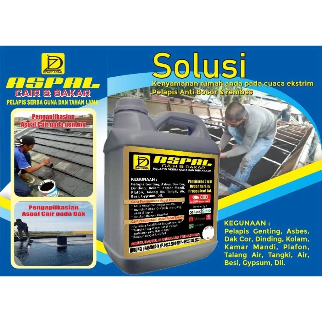 [READY] Aspal Cair 5kg – Pelapis Anti Bocor untuk Dak & Beton