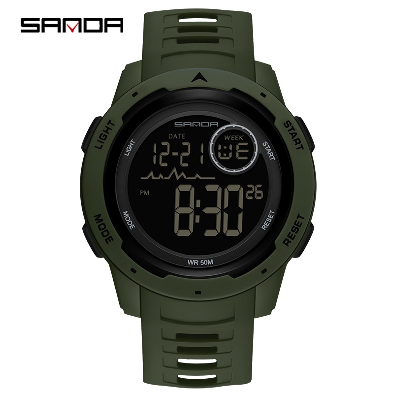 Jam Tangan Olahraga Renang SANDA Chronograph untuk Anak Laki-laki dan Perempuan, Jam Tangan Elektron